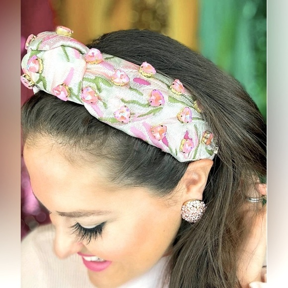 Brianna Cannon Garden Party Headband with Light Pink Heart Crystals NWT - Picture 3 of 10